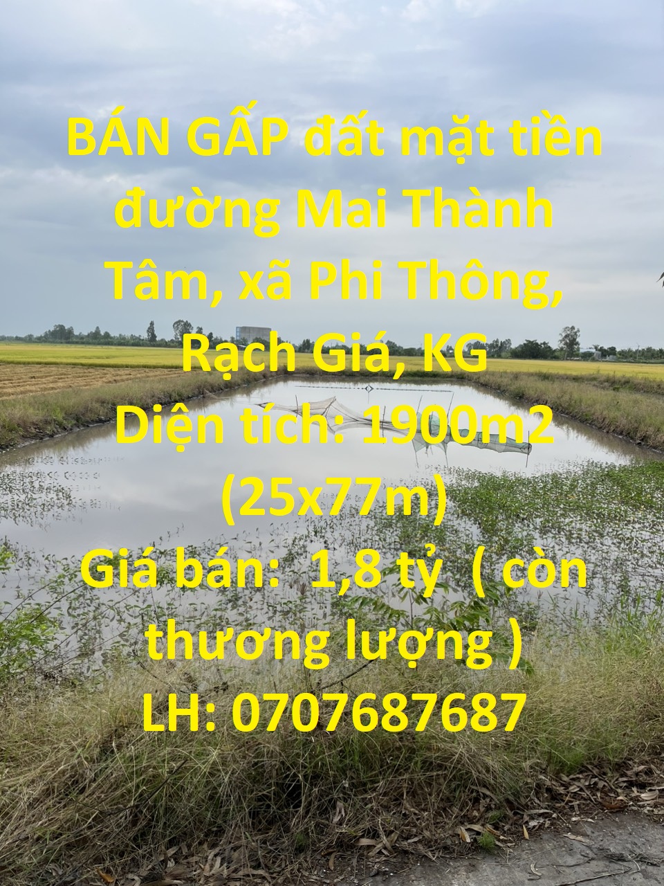 BÁN GẤP đất mặt tiền đường Mai Thành Tâm, xã Phi Thông, Rạch Giá, KG - Ảnh chính
